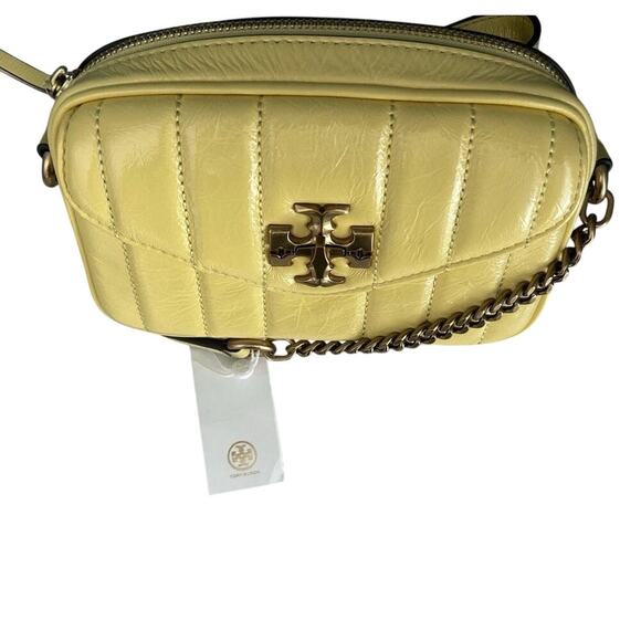 NWT Tory Burch Kira Patent Camera Bag Lemon Yellow 142808 Puffy Crossbody Mini - Picture 13 of 16